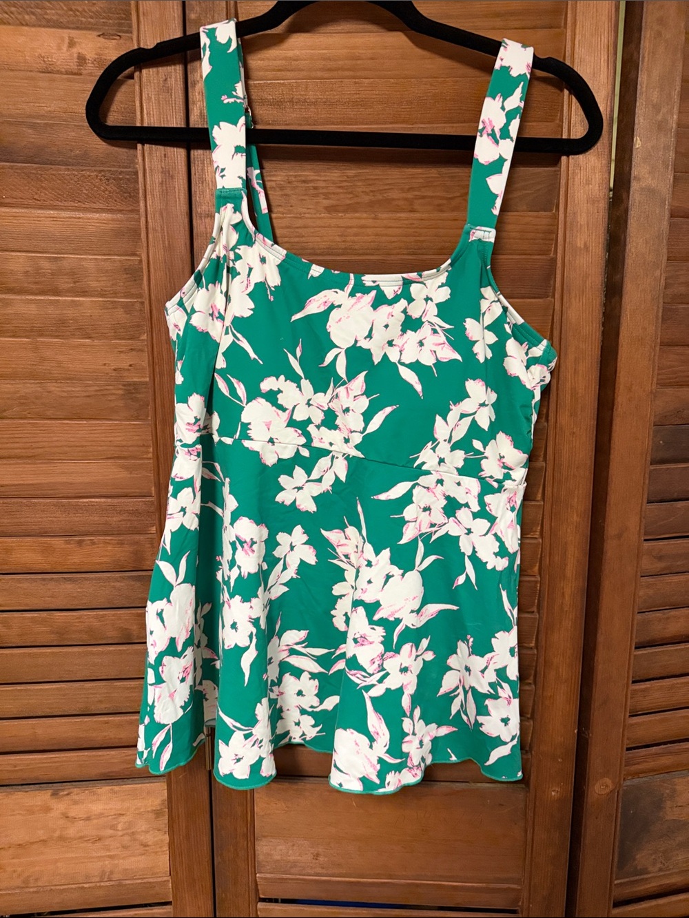Lands' End Emerald Green Floral Tankini Top